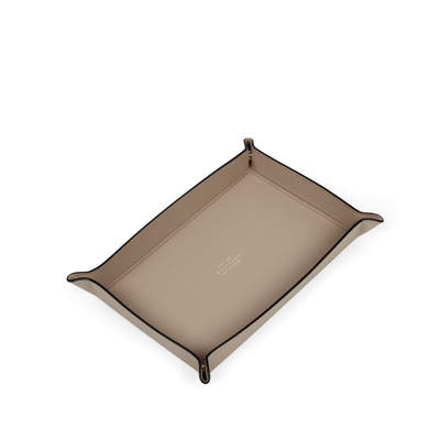 Smythson Small Rectangular Trinket Tray In Panama In Sandstone