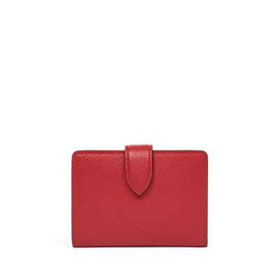 Smythson Small Continental Purse In Panama In Scarlet Red