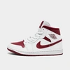 Nike Women's Air Jordan Retro 1 Mid Casual Shoes In White/white/pomegranate