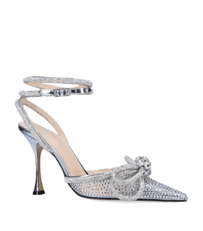 Mach & Mach Crystal-embellished Double Bow Pumps 100 In Silver