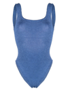 Hunza G Nile Square-neck Swimsuit In Metallic Denim