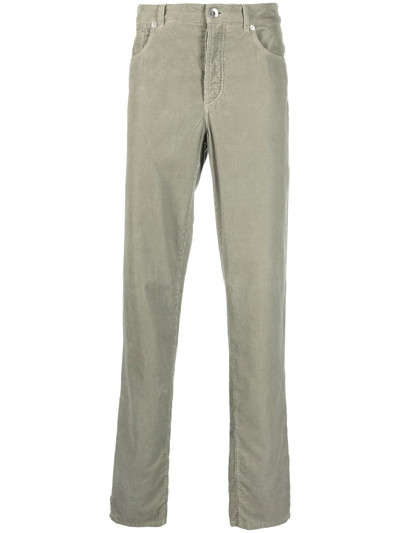 Brunello Cucinelli Straight-leg Corduroy Trousers In Grün