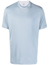 Brunello Cucinelli Contrast-trim Short-sleeve T-shirt In Blau