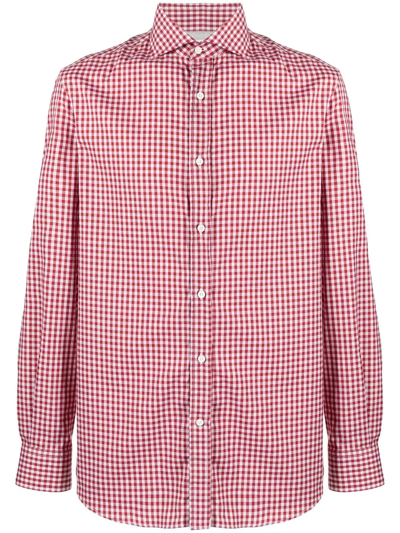 Brunello Cucinelli Gingham-print Button-up Shirt In Rot