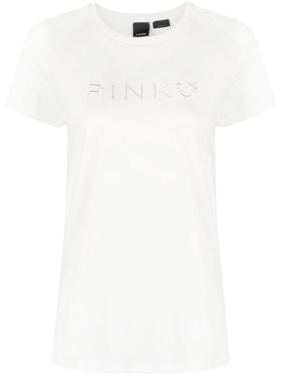 Pinko Crystal-embellished Necklace T-shirt In White