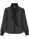 Saint Laurent Bow-detailed Sheer Silk Blouse In Black