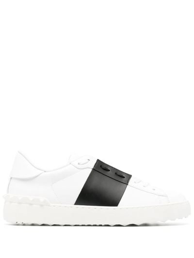 Valentino Garavani Valentino Calfskin Sneakers With Contrasting Bands And Rubber Studs In White