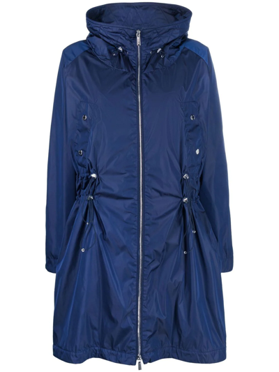 Moorer Hooded Zip-up Coat In Blau