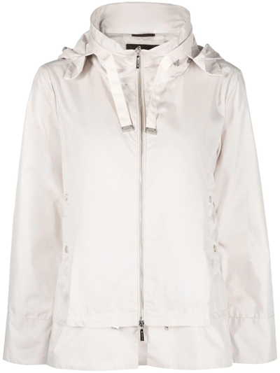 Moorer Hooded Zip-up Coat In Weiss