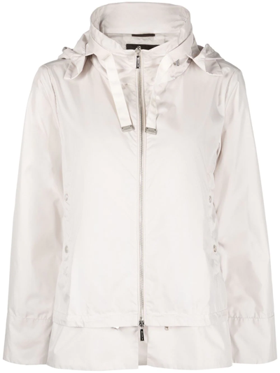 Moorer Hooded Zip-up Coat In White