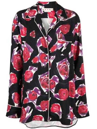 Marni Spinning Roses Cady Shirt In Multi-colored