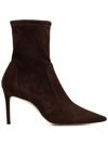 Stuart Weitzman Stuart Stretch Leather Stiletto Booties In Brown