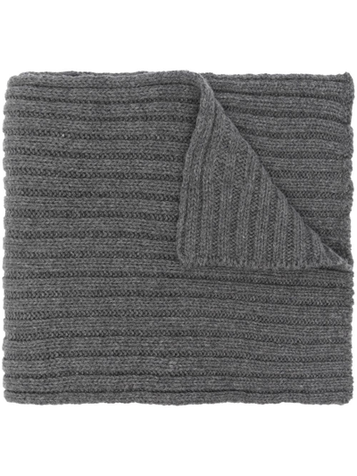 Paul & Shark Logo-patch Ribbed Wool Scarf In Grau