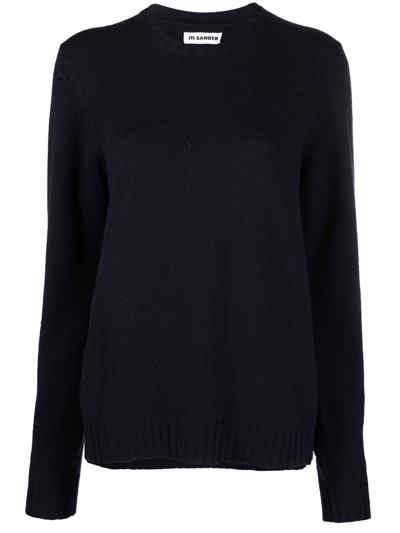 Jil Sander Liso Crew-neck Wool Jumper In Blue