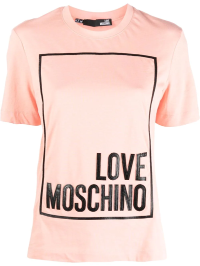 Love Moschino Logo-appliqué Cotton T-shirt In Rosa