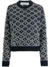 Golden Goose Journey W S Regular Crew Neck Jacquard With Degrade Embroidery In Blue
