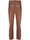Sprwmn High-waist Flare-leg Cropped Leather Leggings In Braun