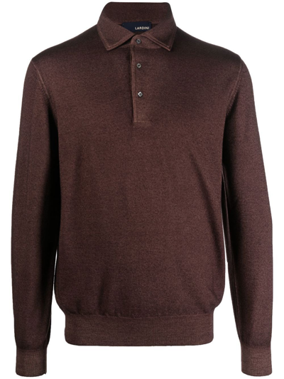 Lardini Long-sleeve Wool Polo Shirt In Braun