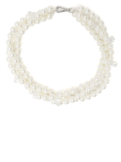 Simone Rocha Women's Chunky Twisted Silvertone, Glass Crystal & Resin Pearl Necklace In White
