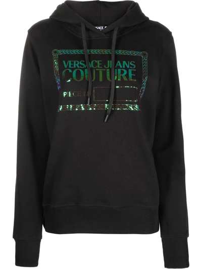 Versace Jeans Couture Logo-print Cotton Hoodie In Schwarz