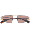 Balmain Rectangle Frame Sunglasses In Purple