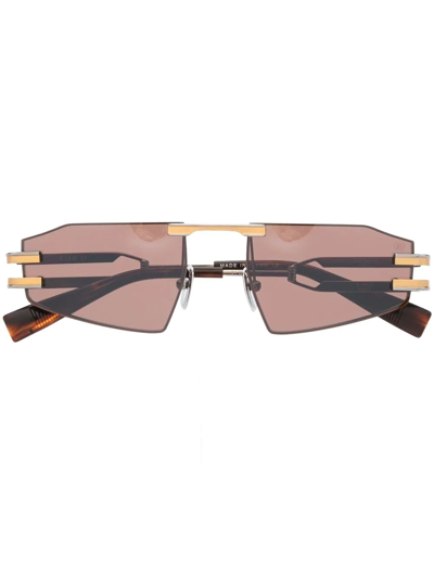 Balmain Rectangle Frame Sunglasses In Purple