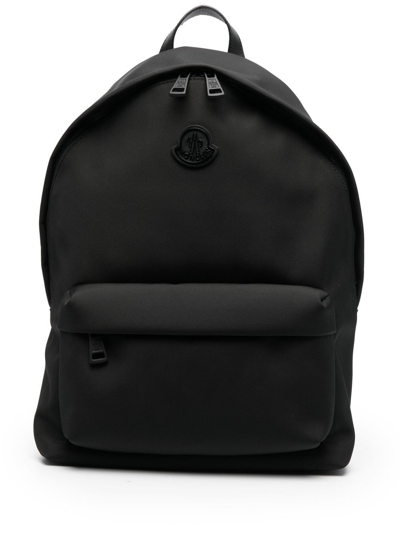 Moncler Logo-patch Zip-up Backpack In Black