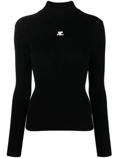 COURRÈGES ROLL NECK RIBBED JUMPER