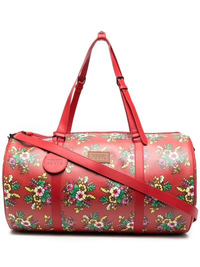 Kenzo Large Courier Floral-print Duffle Bag In Rot