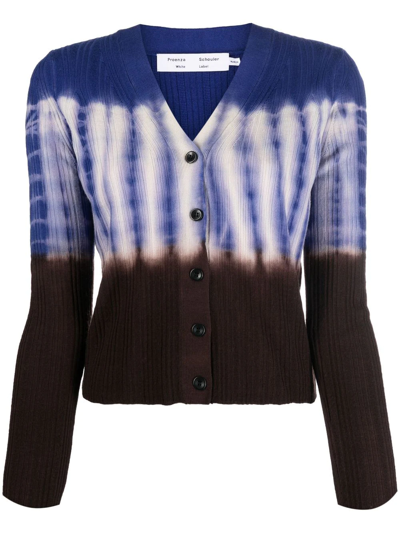 Proenza Schouler White Label Tie-dye Ribbed Cardigan In Black