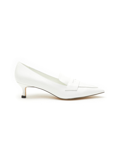 Pedder Red 'jil' Leather Point Toe Heeled Loafers In White