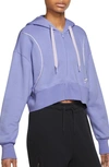 Nike Air Zip-up Crop Hoodie In Light Thistle/ Barely Grape