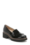 Naturalizer Darcy Fringe Leather Loafer In Black Patent Leather