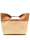 Alexander Mcqueen The Bow Leather And Raffia Tote Bag In Beige