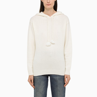 Max Mara Ivory-coloured Wool And Cashmere Hoodie In White