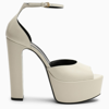 Saint Laurent Platform Ankle-strap Leather Sandals In White