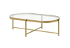 Acme Furniture Carrot Coffee Table In Clear Glass And Gold-tone Finish