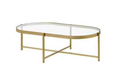 Acme Furniture Carrot Coffee Table In Clear Glass And Gold-tone Finish