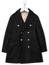 BRUNELLO CUCINELLI PLAID-CHECK PRINT DOUBLE-BREASTED COAT