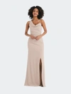 After Six One-shoulder Draped Cowl-neck Maxi Dress In Brown