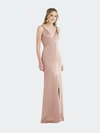 Lovely Twist Strap Maxi Slip Dress With Front Slit In Pink