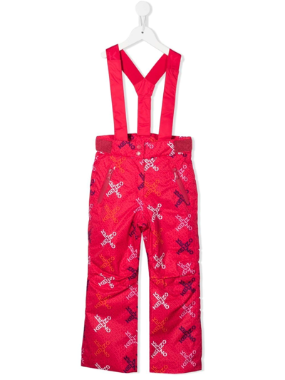 Kenzo Kids' Logo-print Salopettes In Red