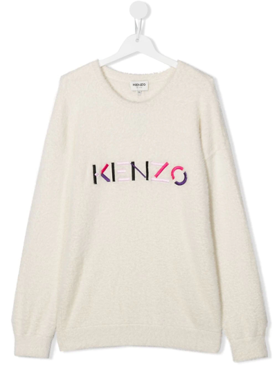 Kenzo Kids' Logo-embroidered Fleece Sweatshirt In Nude