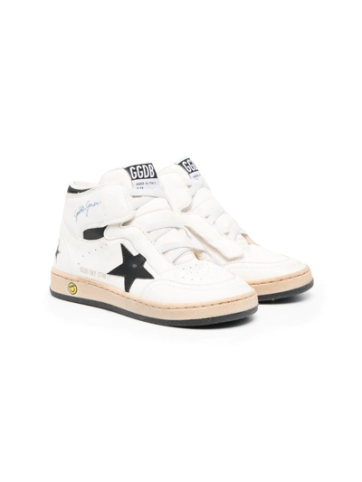 Golden Goose Kids' Sky Star High-top Leather Sneakers In White