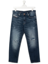 Diesel Straight Jeans With A Worn Effect In Blue
