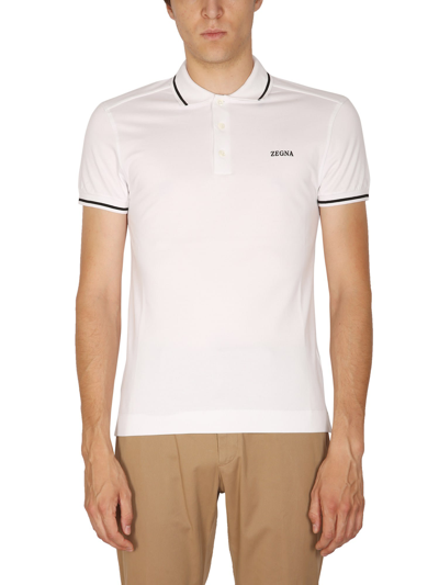 Ermenegildo Zegna Slim Fit Polo. In Bianco