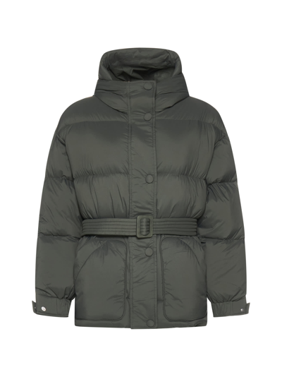 Ienki Ienki Quilted Padded Jacket With High Collar And Belt In Gray