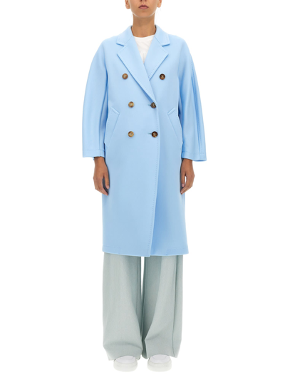 Max Mara Double-breasted Long-sleeved Coat In Azure