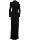 SOLACE LONDON THE ARES BLACK MAXI DRESS WITH GRAPHIC SHOULDER CUT-OUT SOLACE LONDON DONNA