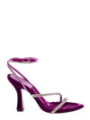 3juin Crystal-strap Velvet Sandals In Violet
